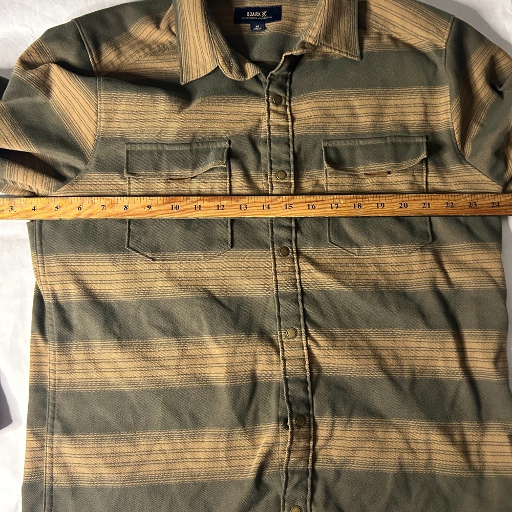 Roark Button Shirt Mens M Nordsman Flannel Stripe Fit Elbow Patch Snap Button - Picture 6 of 9